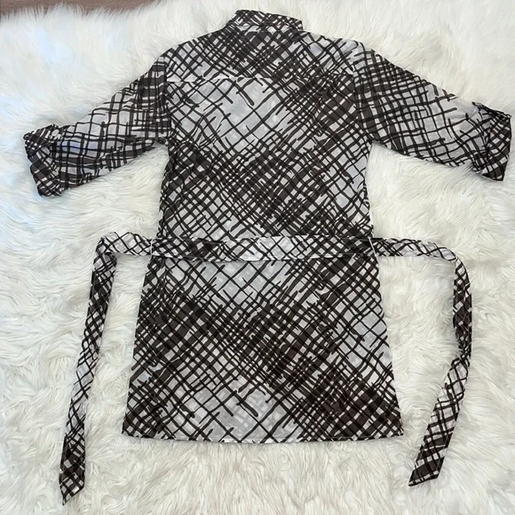 Trina Turk Brown/White Brush Print Swim Cover-Up Tunic